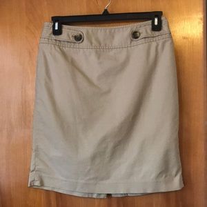 Ann Taylor LOFT khaki skirt with button detail